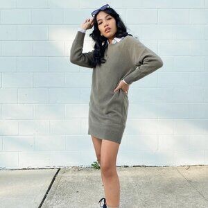 NWT Thakoon Faded Army Green Wool Sweater Dress - Size S